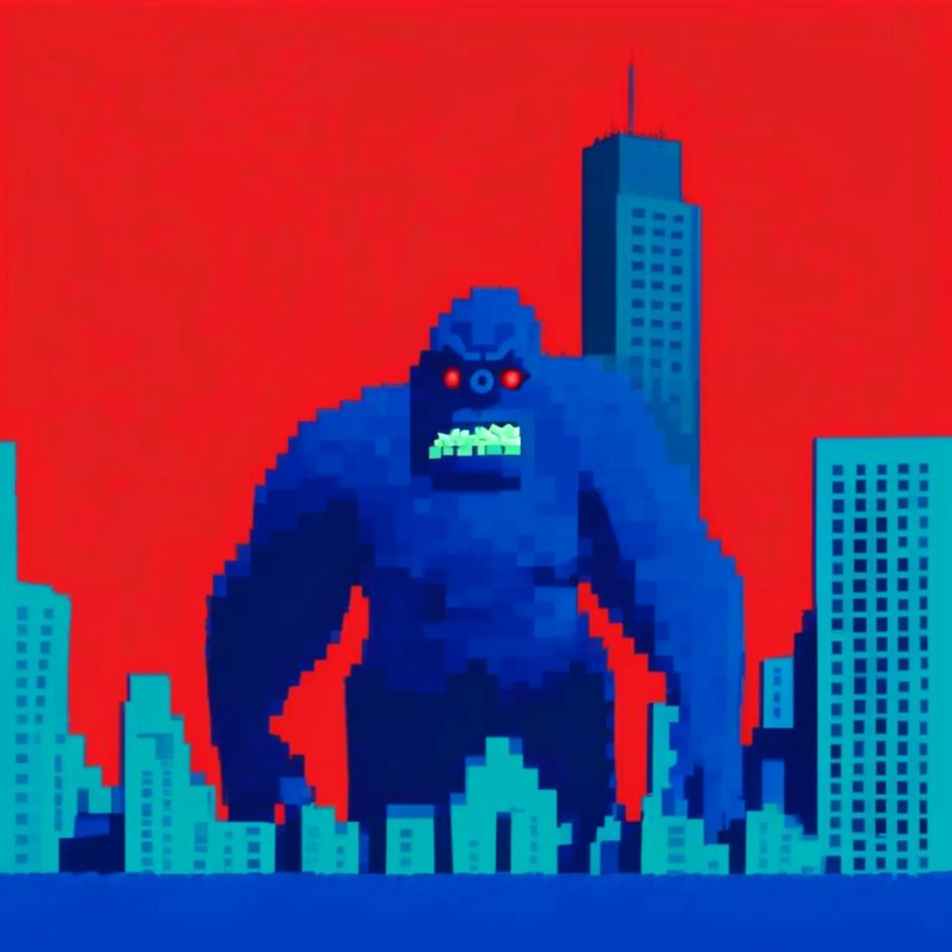 BLUE MONSTER WITH RED EYES IN NEW YORK image